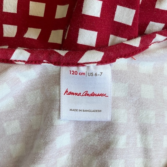 Red and white check long sleeved Hanna Andersson jumpsuit, size 6-7, great cond - Picture 7 of 11